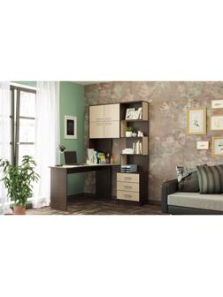 Стол компьютерный №1 Левый, 1280х2000х1450, Венге/Белфорт