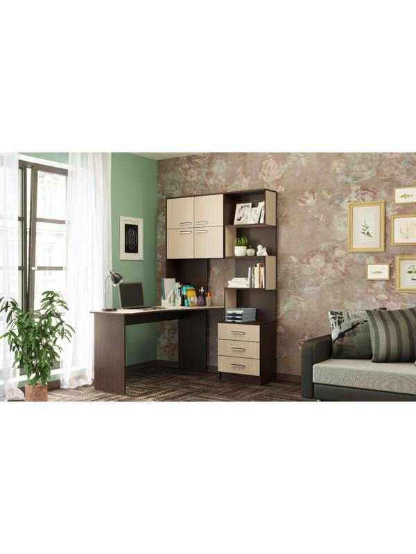 Стол компьютерный №1 Левый, 1280х2000х1450, Венге/Белфорт