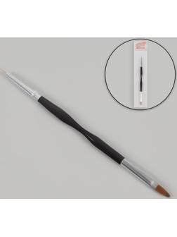 Кисть для наращивания и дизайна ногтей, двусторонняя, лепесток/точечная, 18,5 см, цвет чёрный