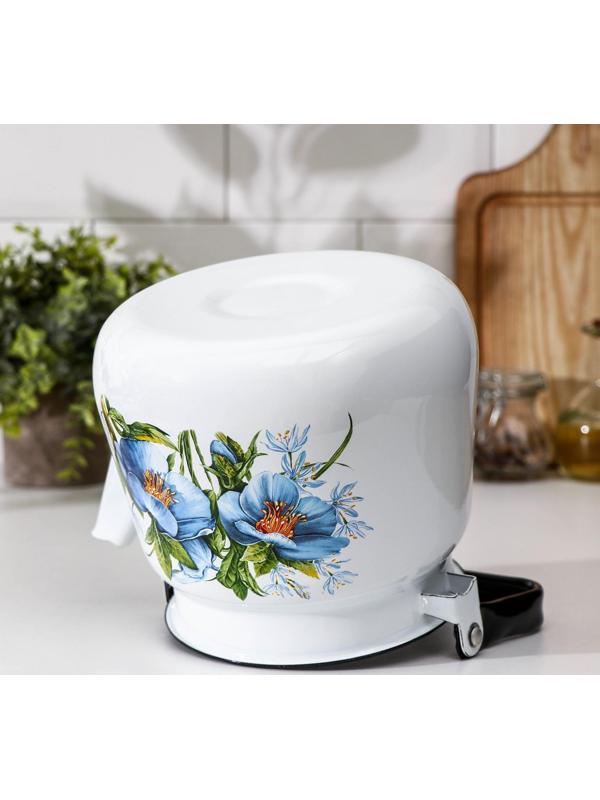 Чайник с кнопкой «Цветы синие», 3,5 л, индукция, цвет белый