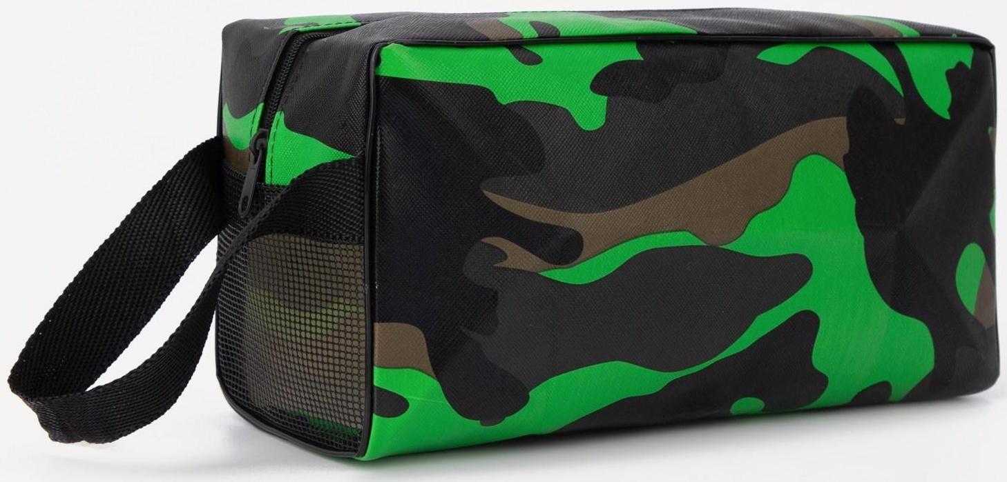 Косметичка на молнии, цвет зелёный/камуфляж