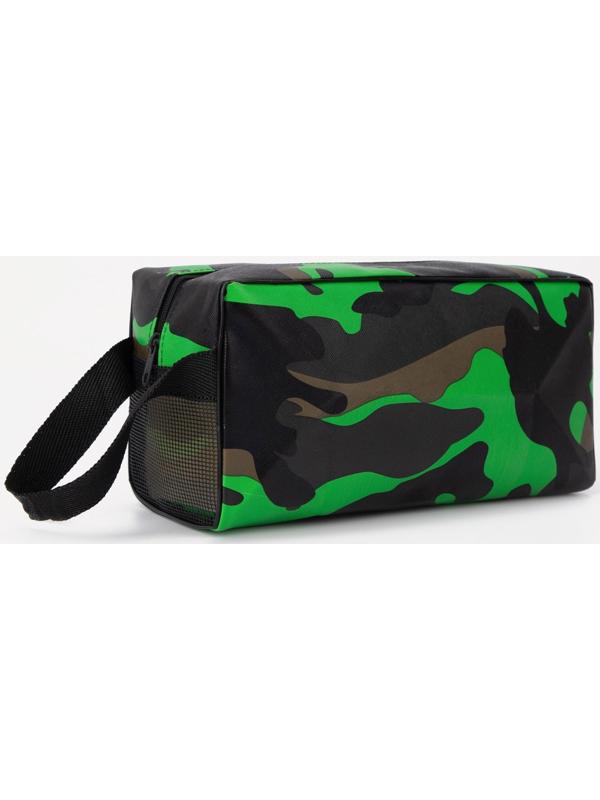 Косметичка на молнии, цвет зелёный/камуфляж