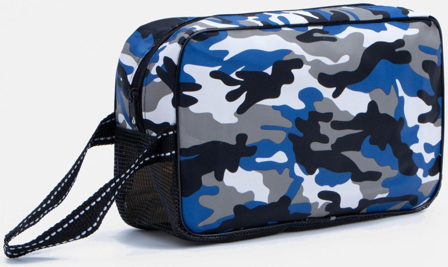 Косметичка на молнии, цвет синий/камуфляж