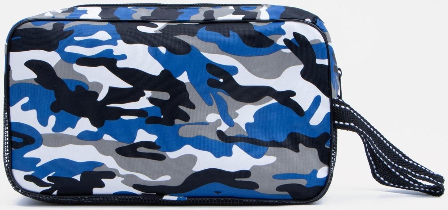 Косметичка на молнии, цвет синий/камуфляж