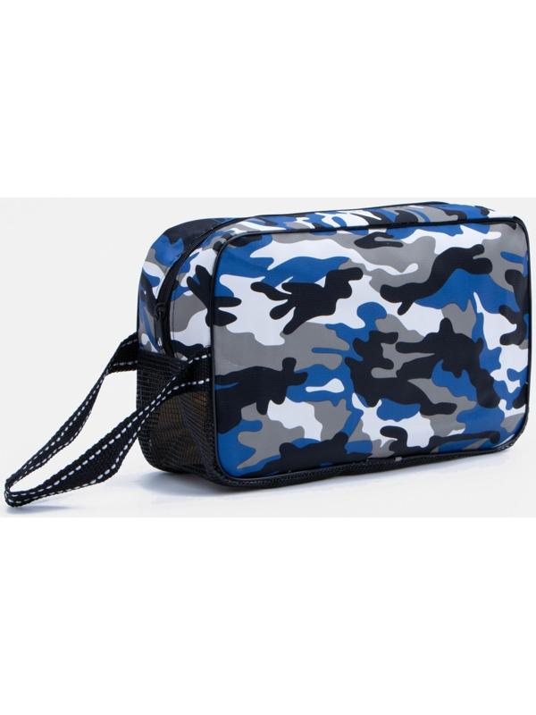 Косметичка на молнии, цвет синий/камуфляж