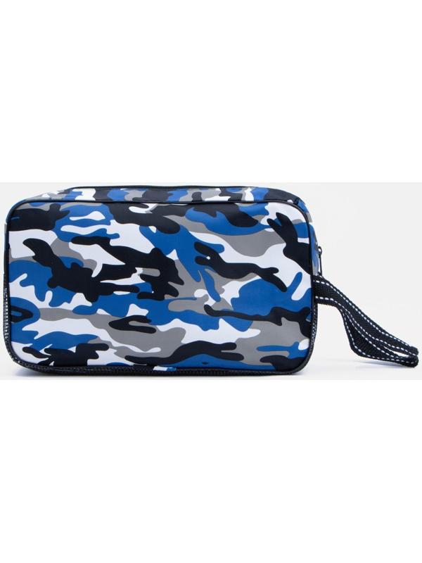 Косметичка на молнии, цвет синий/камуфляж