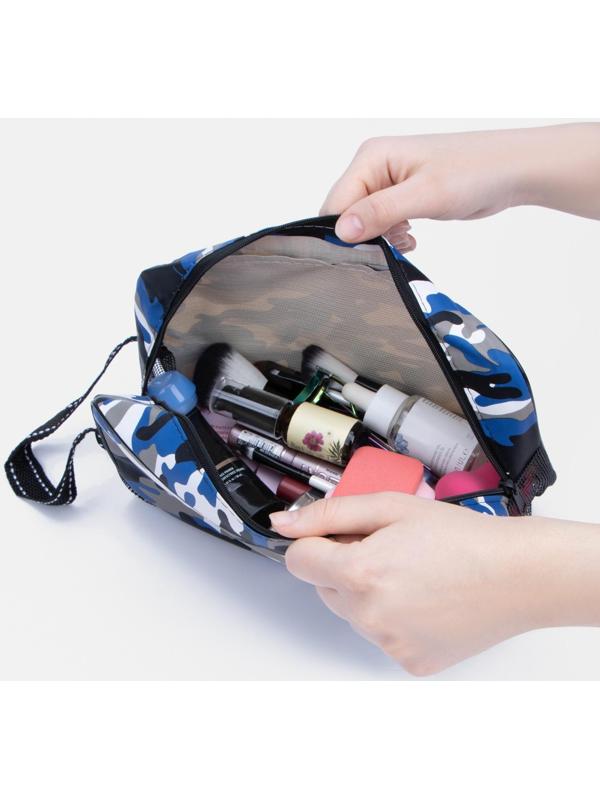 Косметичка на молнии, цвет синий/камуфляж
