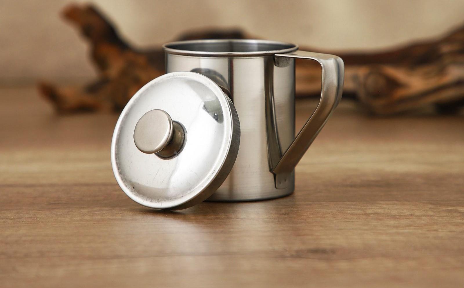 Кружка из нержавеющей стали Доляна «Тарун», 300 мл, 11×7,7×10 см, с крышкой