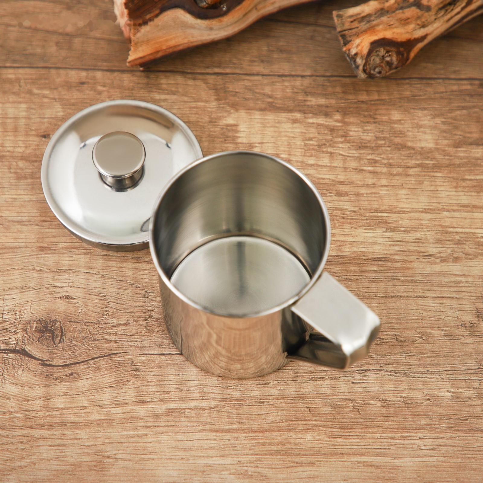 Кружка из нержавеющей стали Доляна «Тарун», 300 мл, 11×7,7×10 см, с крышкой