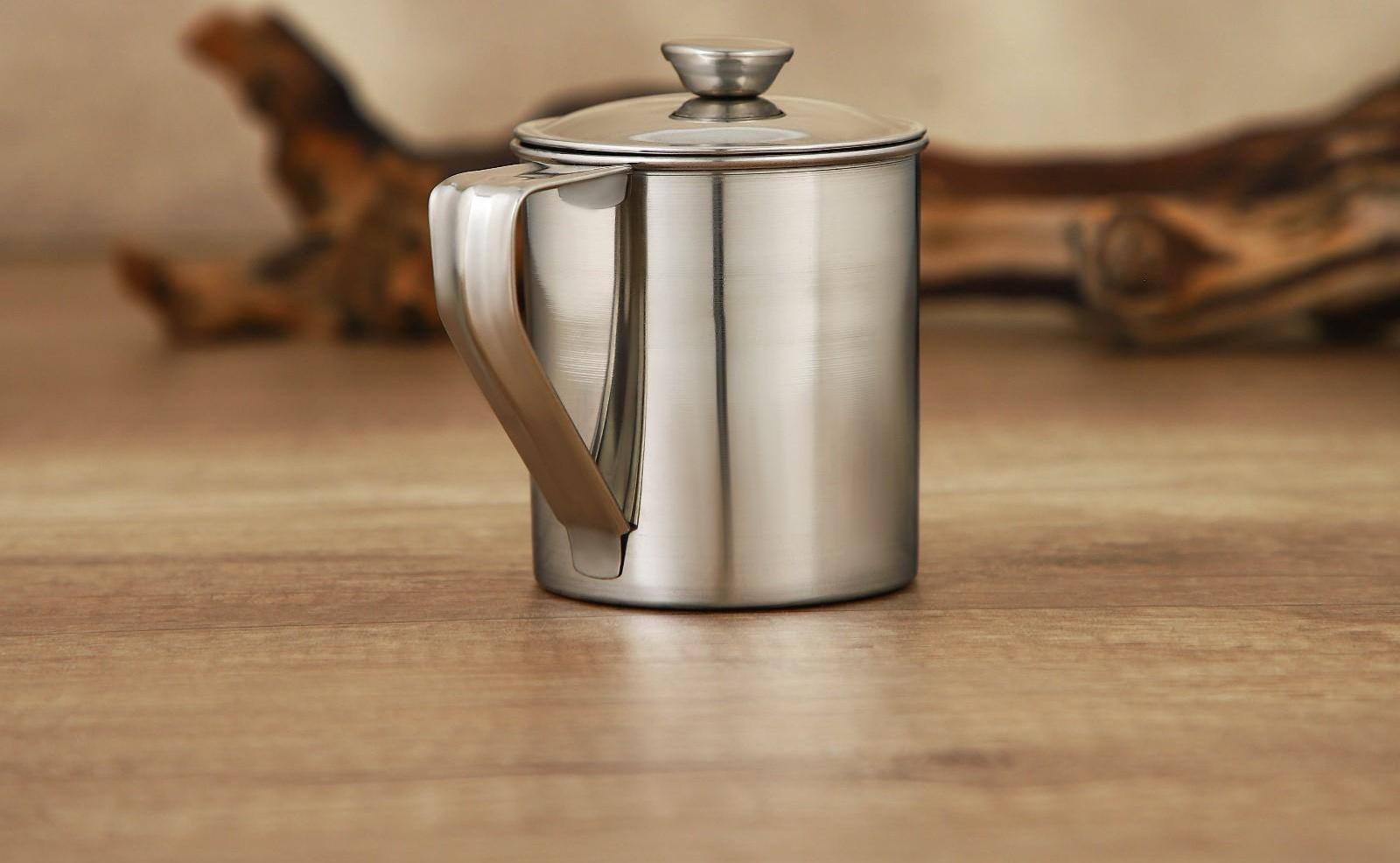 Кружка из нержавеющей стали Доляна «Тарун», 300 мл, 11×7,7×10 см, с крышкой