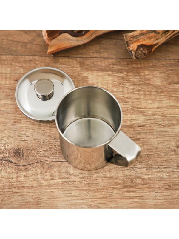 Кружка из нержавеющей стали Доляна «Тарун», 300 мл, 11×7,7×10 см, с крышкой