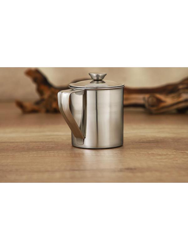 Кружка из нержавеющей стали Доляна «Тарун», 300 мл, 11×7,7×10 см, с крышкой