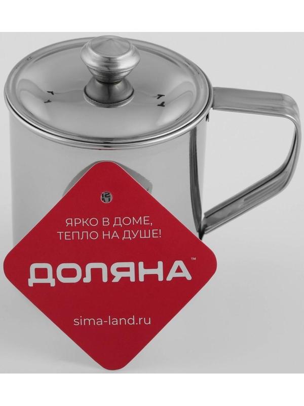 Кружка из нержавеющей стали Доляна «Тарун», 300 мл, 11×7,7×10 см, с крышкой