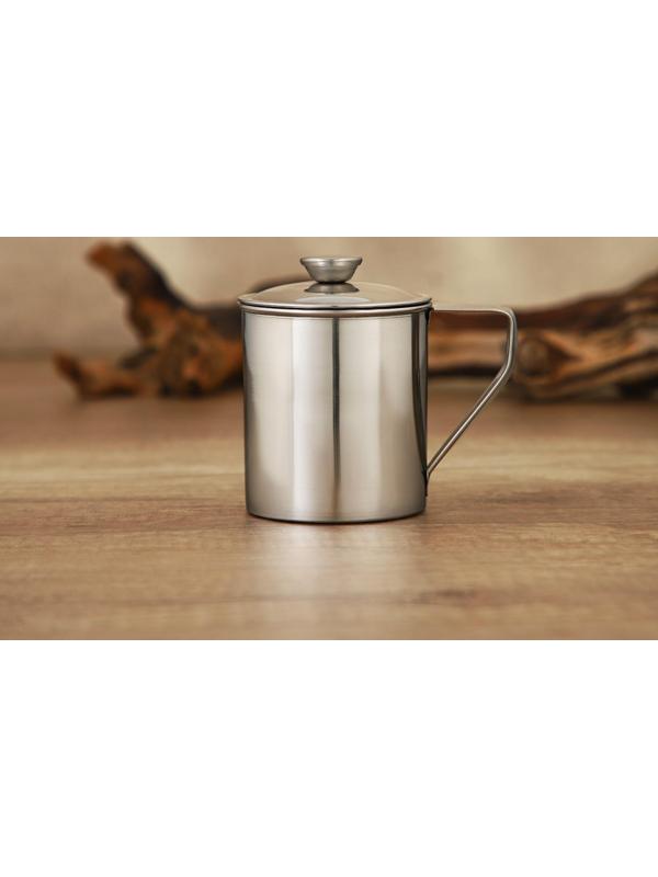 Кружка из нержавеющей стали Доляна «Тарун», 300 мл, 11×7,7×10 см, с крышкой