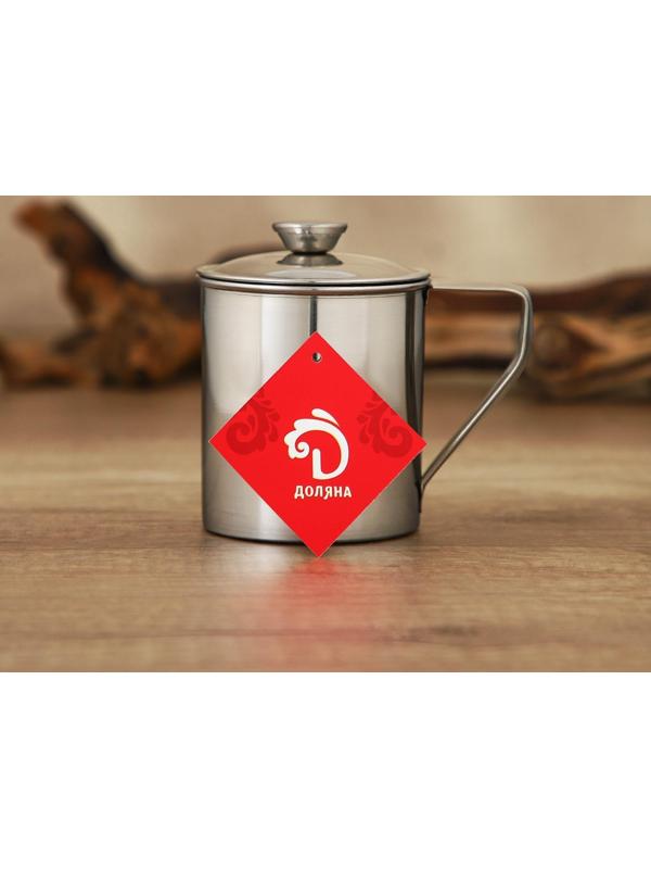 Кружка из нержавеющей стали Доляна «Тарун», 300 мл, 11×7,7×10 см, с крышкой