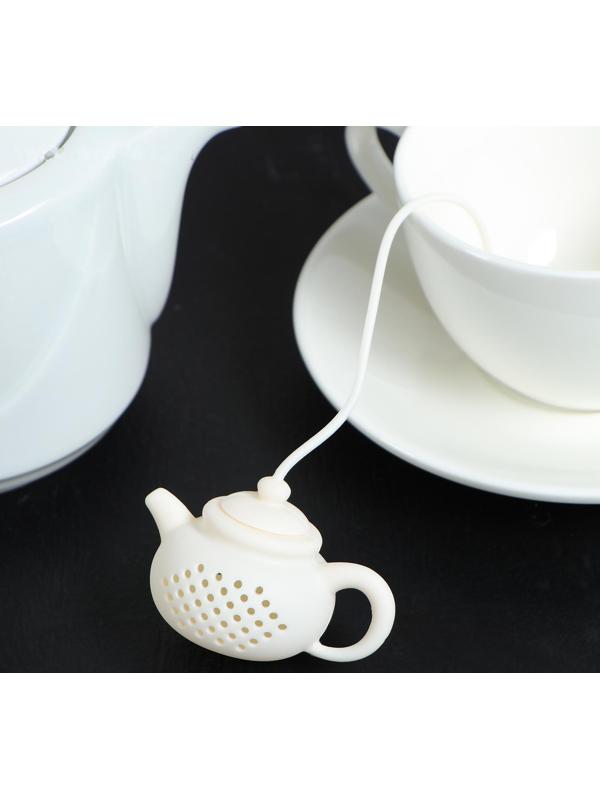 Ситечко для чая Доляна «Чайник», 5,5 см, цвет белый