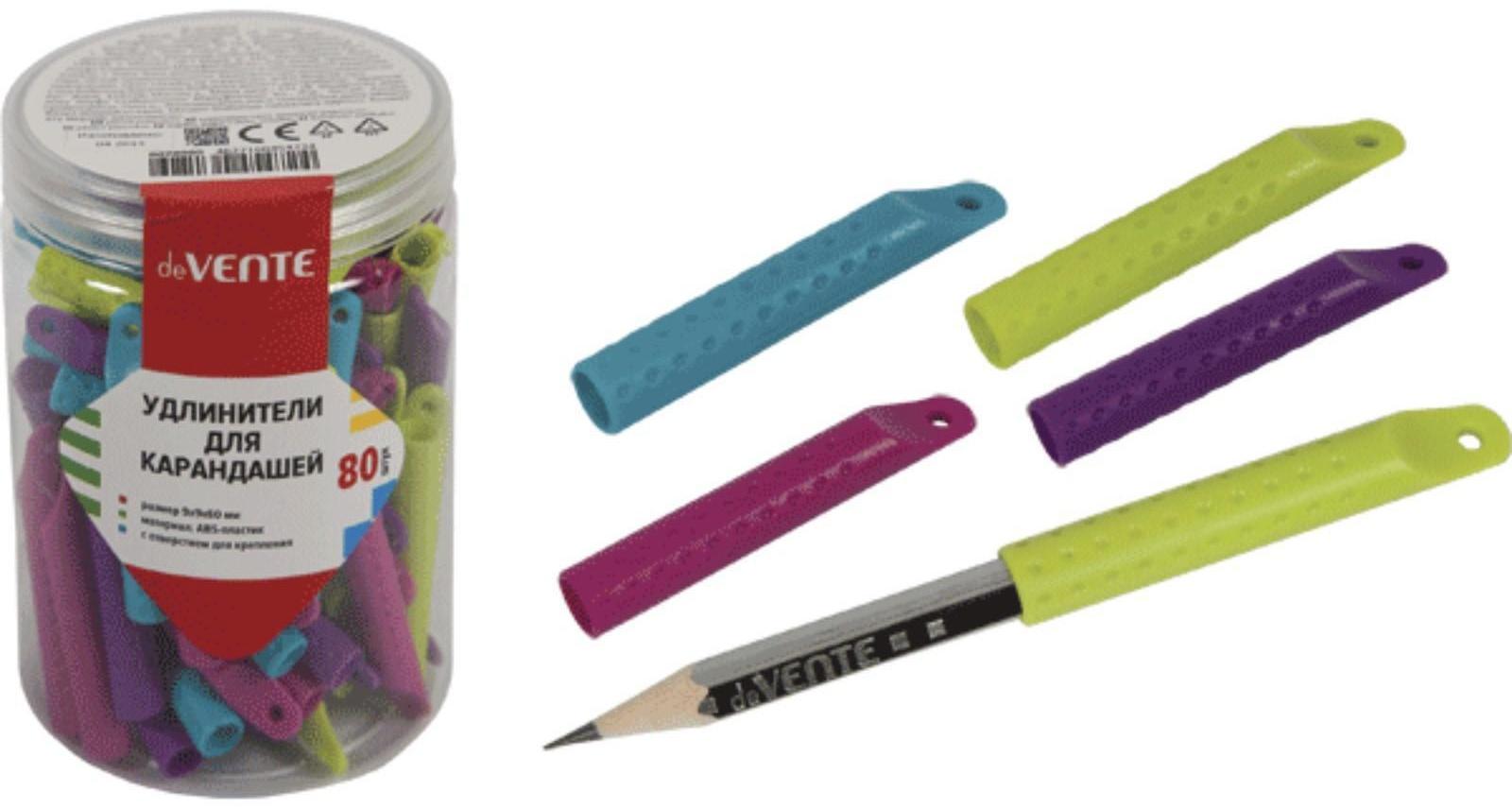 Насадка-удлинитель для карандаша deVENTE, 9 х 9 х 60 мм, шестигранная, МИКС