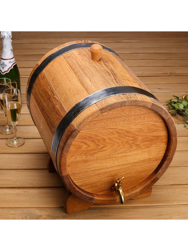 Бочка дубовая на подставке, 20л, кавказский дуб, кран из латуни, покрыта льняным маслом
