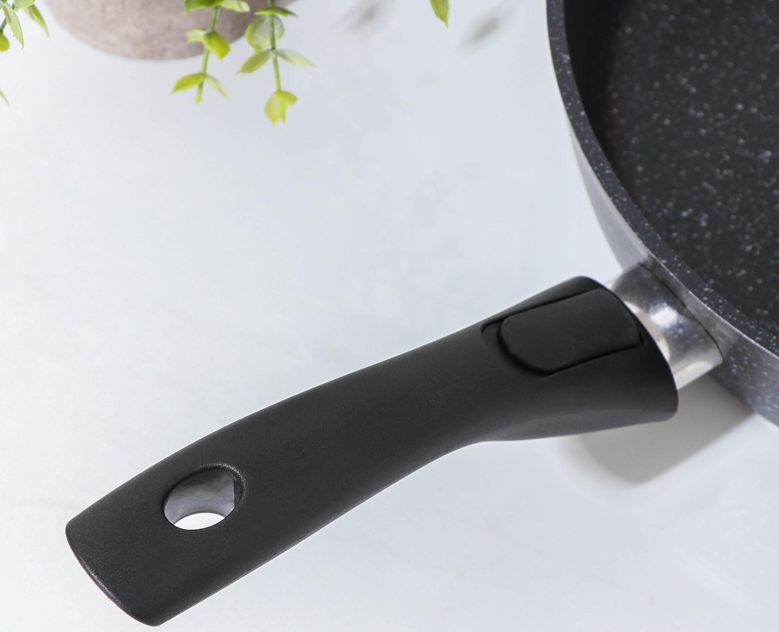 Сковорода, d=28 см, съёмная ручка, антипригарное покрытие, тёмный мрамор