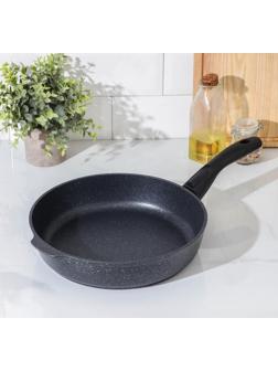 Сковорода, d=28 см, съёмная ручка, антипригарное покрытие, тёмный мрамор