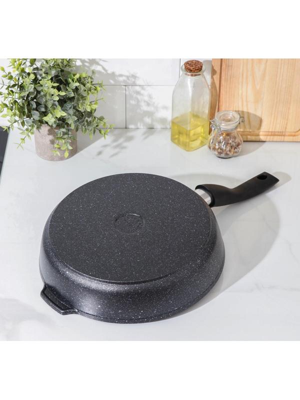 Сковорода, d=28 см, съёмная ручка, антипригарное покрытие, тёмный мрамор