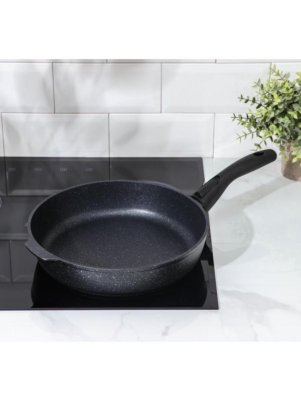 Сковорода, d=28 см, съёмная ручка, антипригарное покрытие, тёмный мрамор