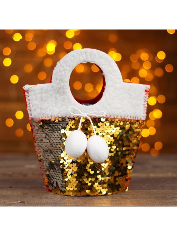 Сумочка для подарков «Всплеск», с помпонами, цвета МИКС