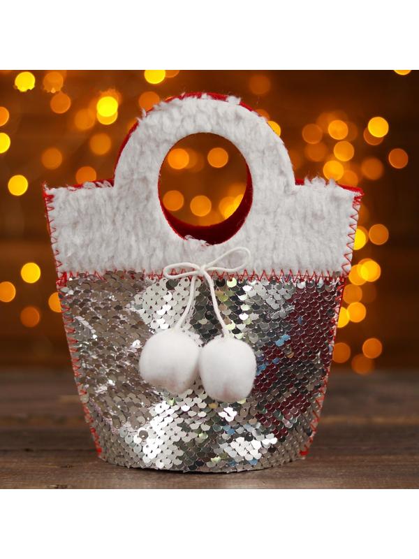 Сумочка для подарков «Всплеск», с помпонами, цвета МИКС