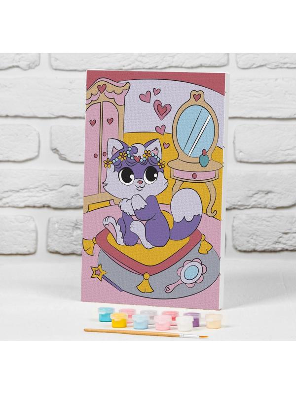 Картина по номерам на подрамнике «Котёнок на пуфике» 20×30 см