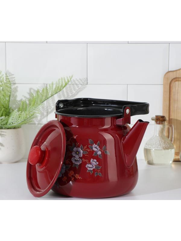 Чайник с кнопкой, 3,5 л, цвет вишнёвый