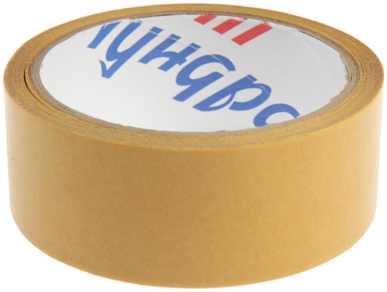 Лента двусторонняя ТУНДРА, полипропиленовая, прозрачная основа, 90 мкм, 36 мм х 10 м