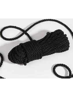 Шнур витой, d = 5 мм, 10 ± 1 м, цвет чёрный