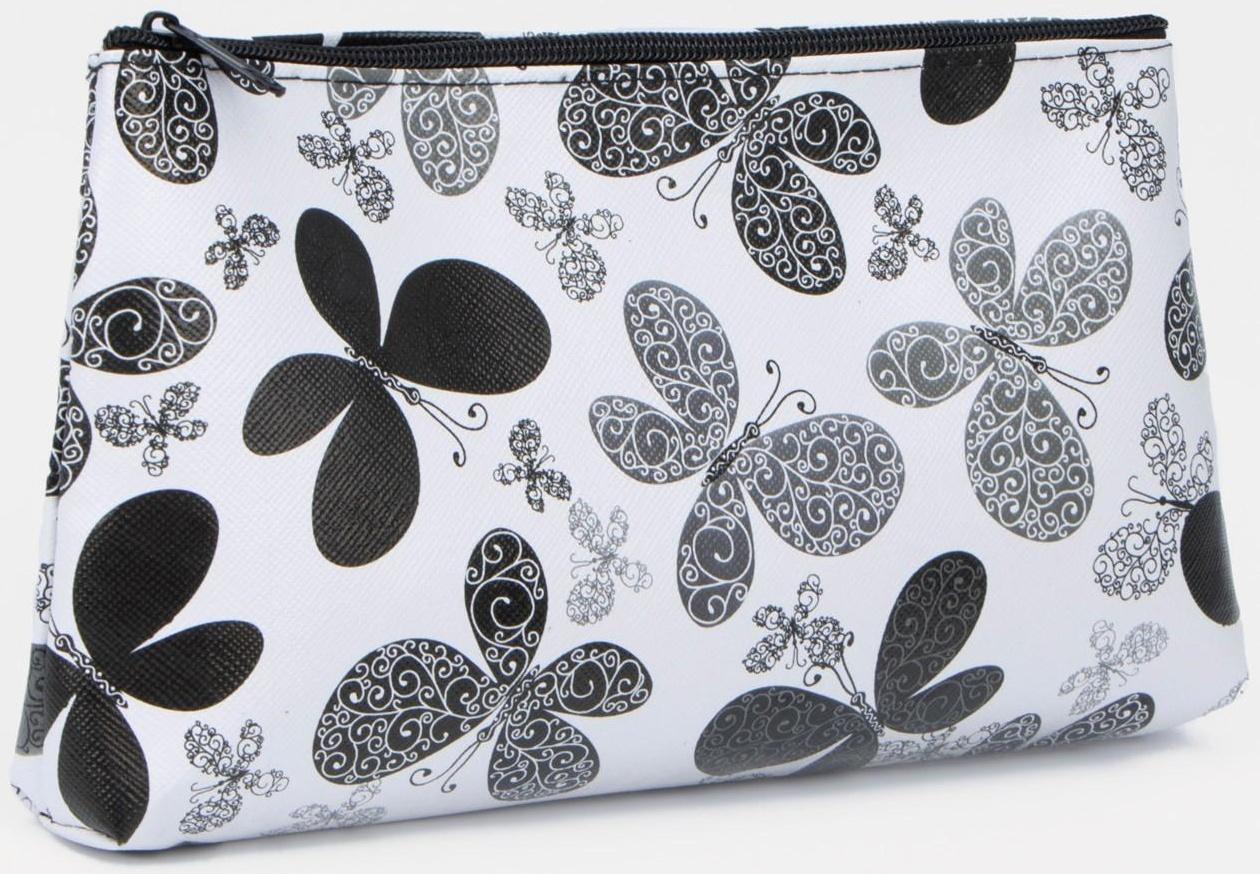 Косметичка на молнии, цвет белый/чёрный