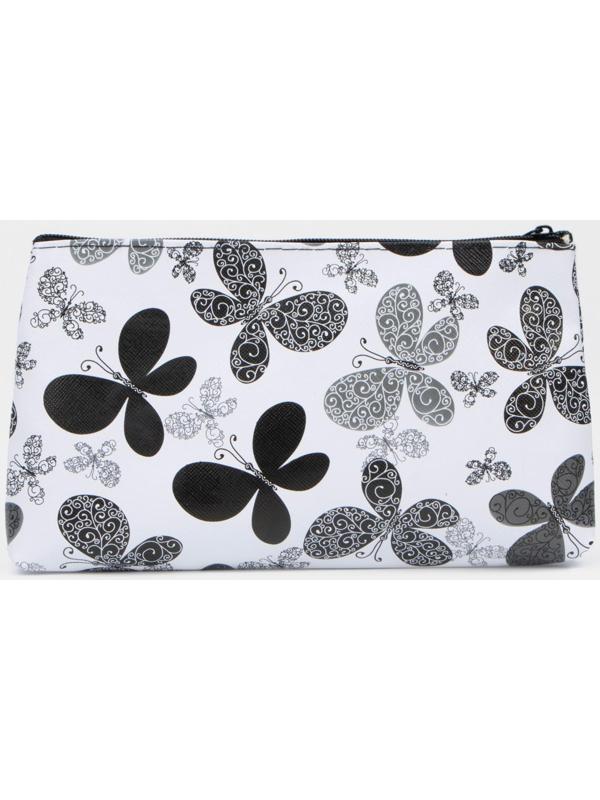 Косметичка на молнии, цвет белый/чёрный