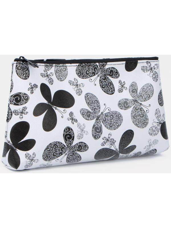 Косметичка на молнии, цвет белый/чёрный