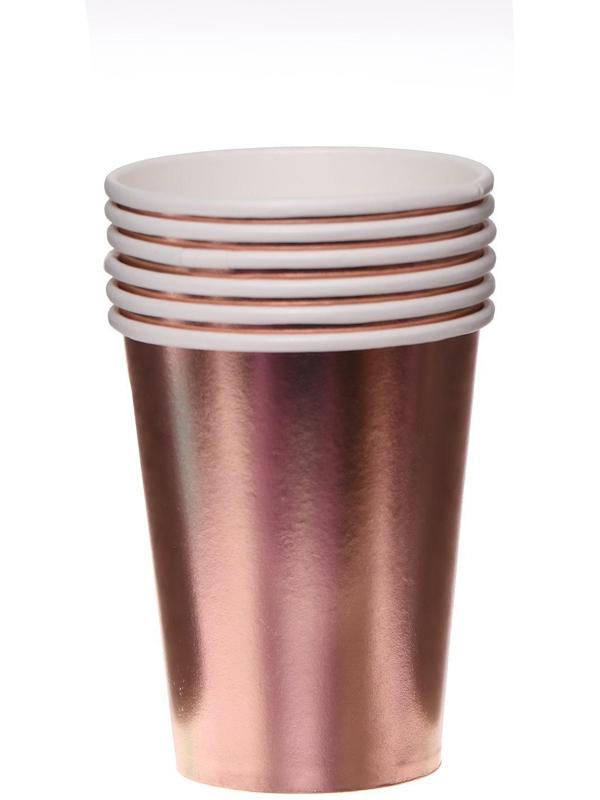 Стакан бумажный, однотонный, набор 6 шт., цвет бронзовый