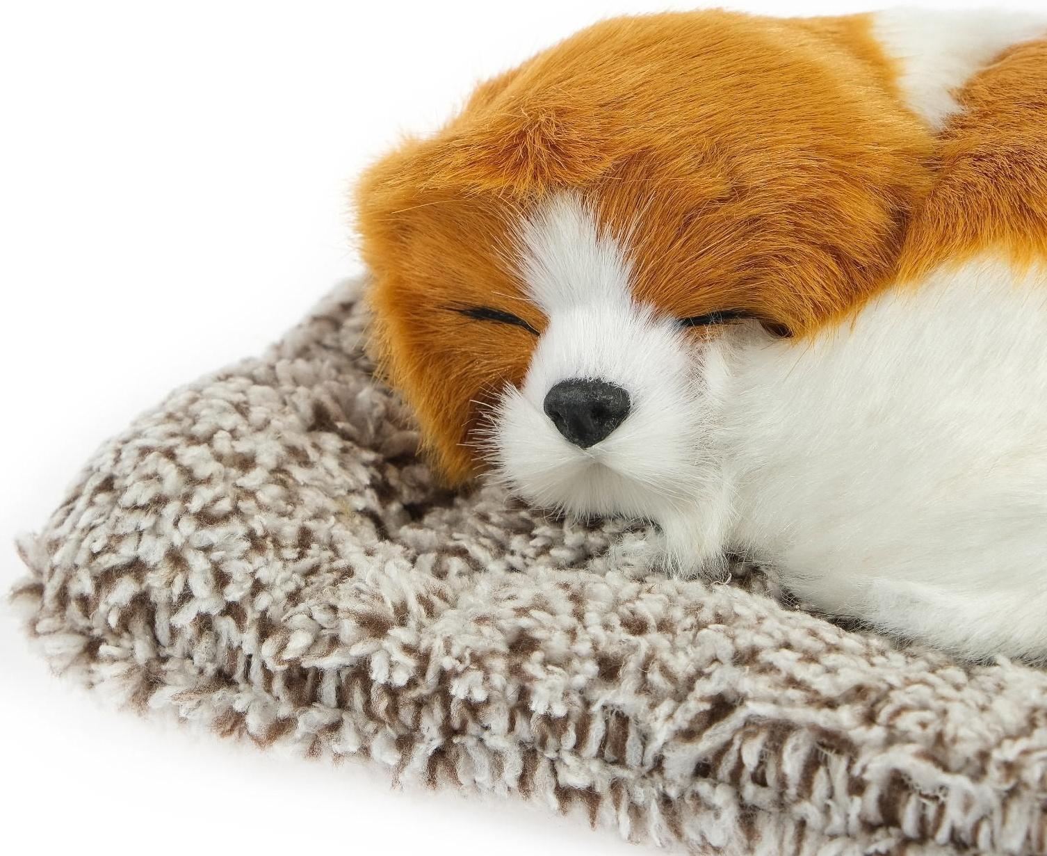 Игрушка на панель авто, собака на подушке, бело-рыжий окрас