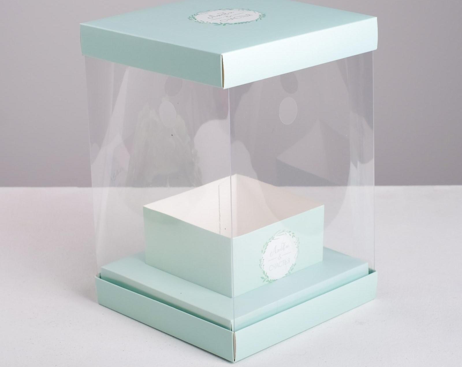 Коробка для цветов с вазой и PVC окнами складная «Любви и Счастья», 16 х 23 х 16 см