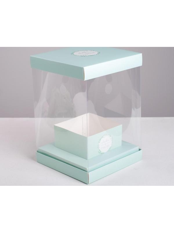 Коробка для цветов с вазой и PVC окнами складная «Любви и Счастья», 16 х 23 х 16 см