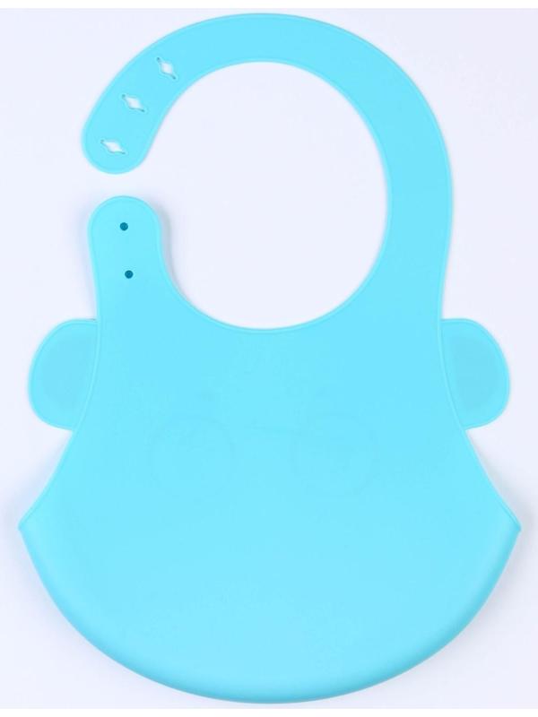 Нагрудник для кормления «Морской кот» силиконовый с карманом, цвет голубой