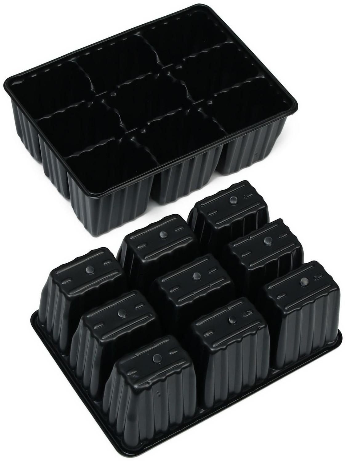 Мини-парник для рассады, 40 × 16 × 13 см, 2 вставки, 18 ячеек, Greengo