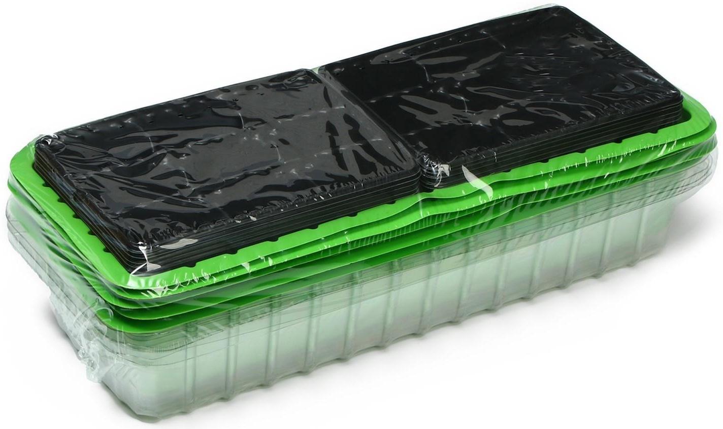 Мини-парник для рассады, 40 × 16 × 13 см, 2 вставки, 18 ячеек, Greengo