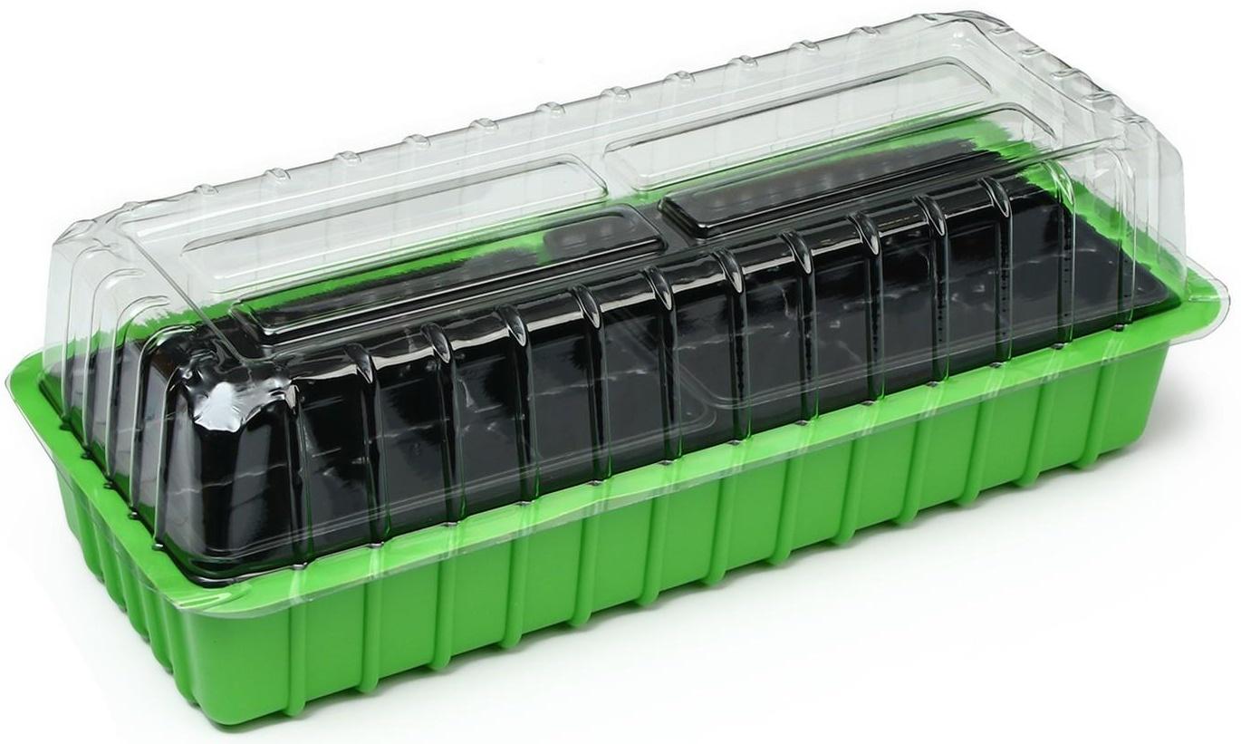 Мини-парник для рассады, 40 × 16 × 13 см, 2 вставки, 18 ячеек, Greengo