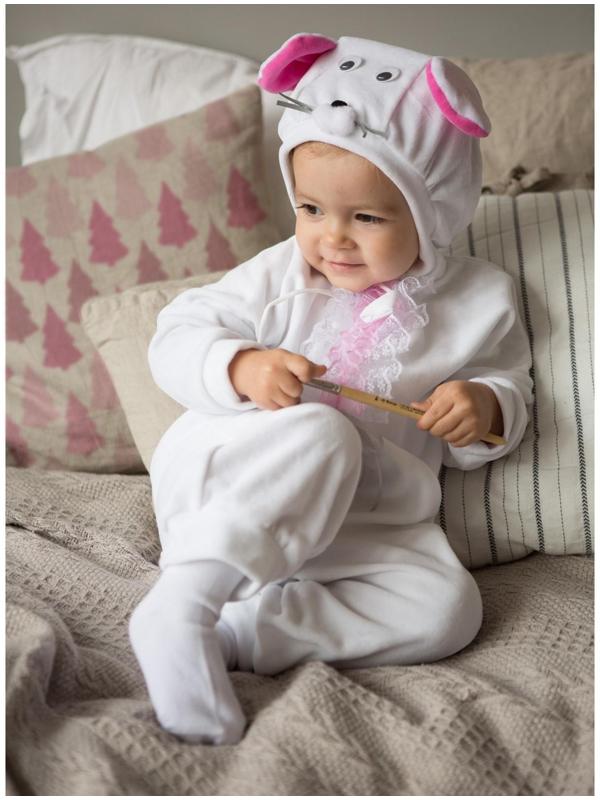 Карнавальный костюм для малышей «Мышка с декором», велюр, хлопок, рост 74-92 см