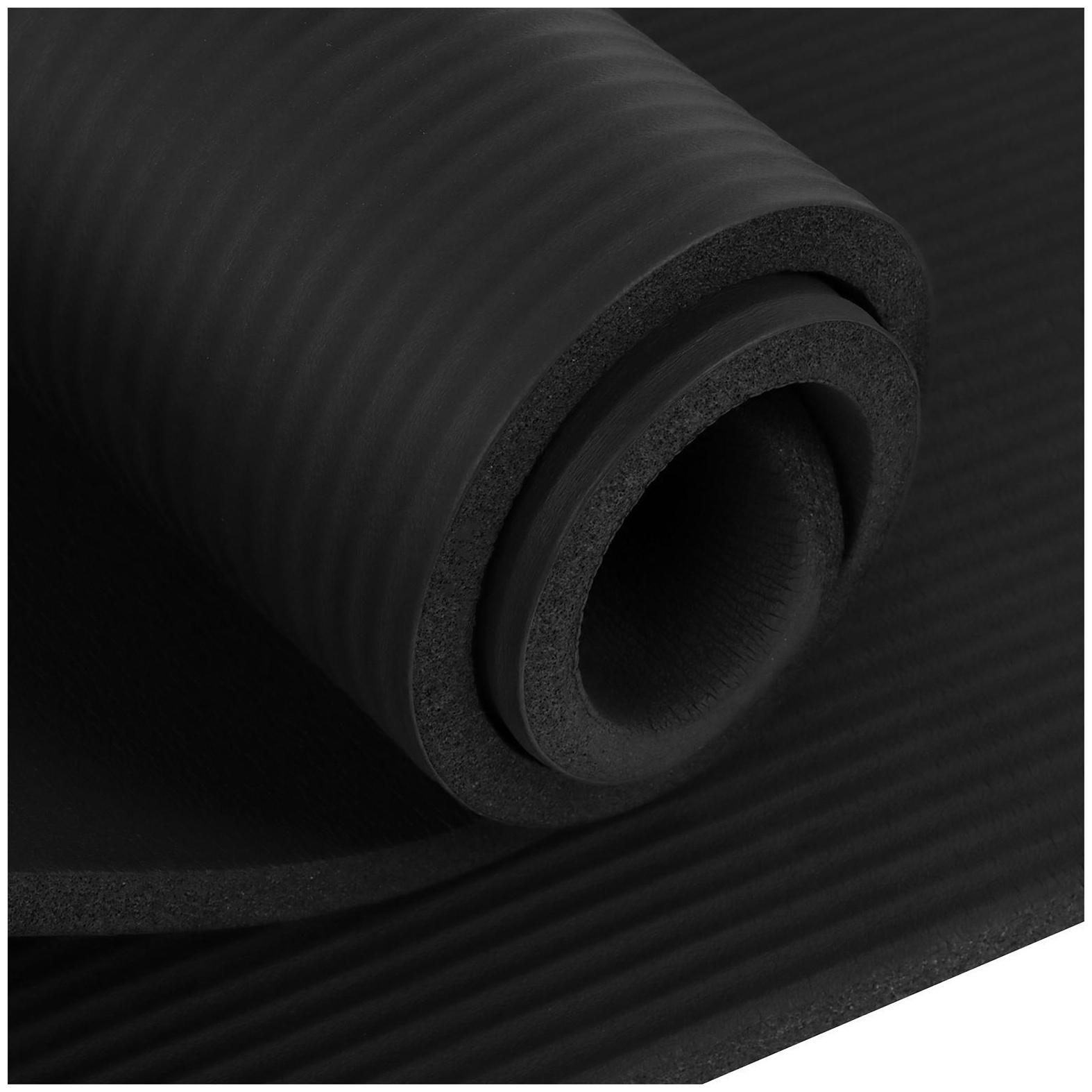 Коврик для йоги 183 × 61 × 1 см, цвет чёрный