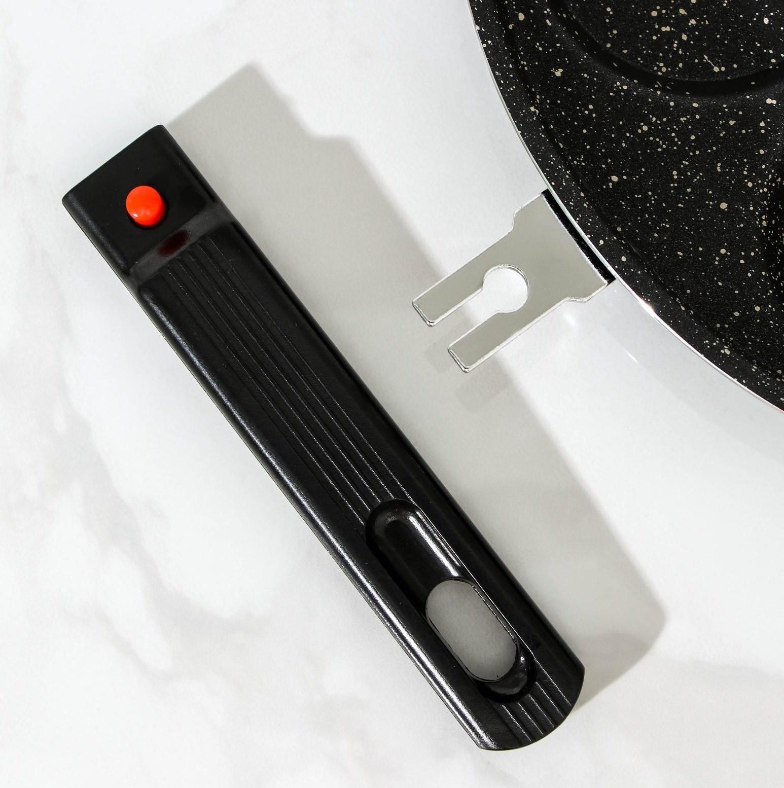 Сковорода-оладница «7 оладий», d=30 см, съёмная ручка, антипригарное покрытие, цвет чёрный