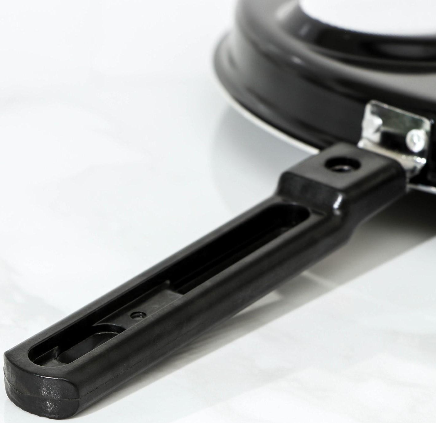 Сковорода-оладница «7 оладий», d=30 см, съёмная ручка, антипригарное покрытие, цвет чёрный