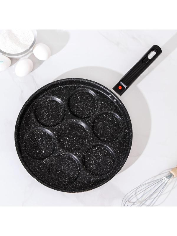 Сковорода-оладница «7 оладий», d=30 см, съёмная ручка, антипригарное покрытие, цвет чёрный