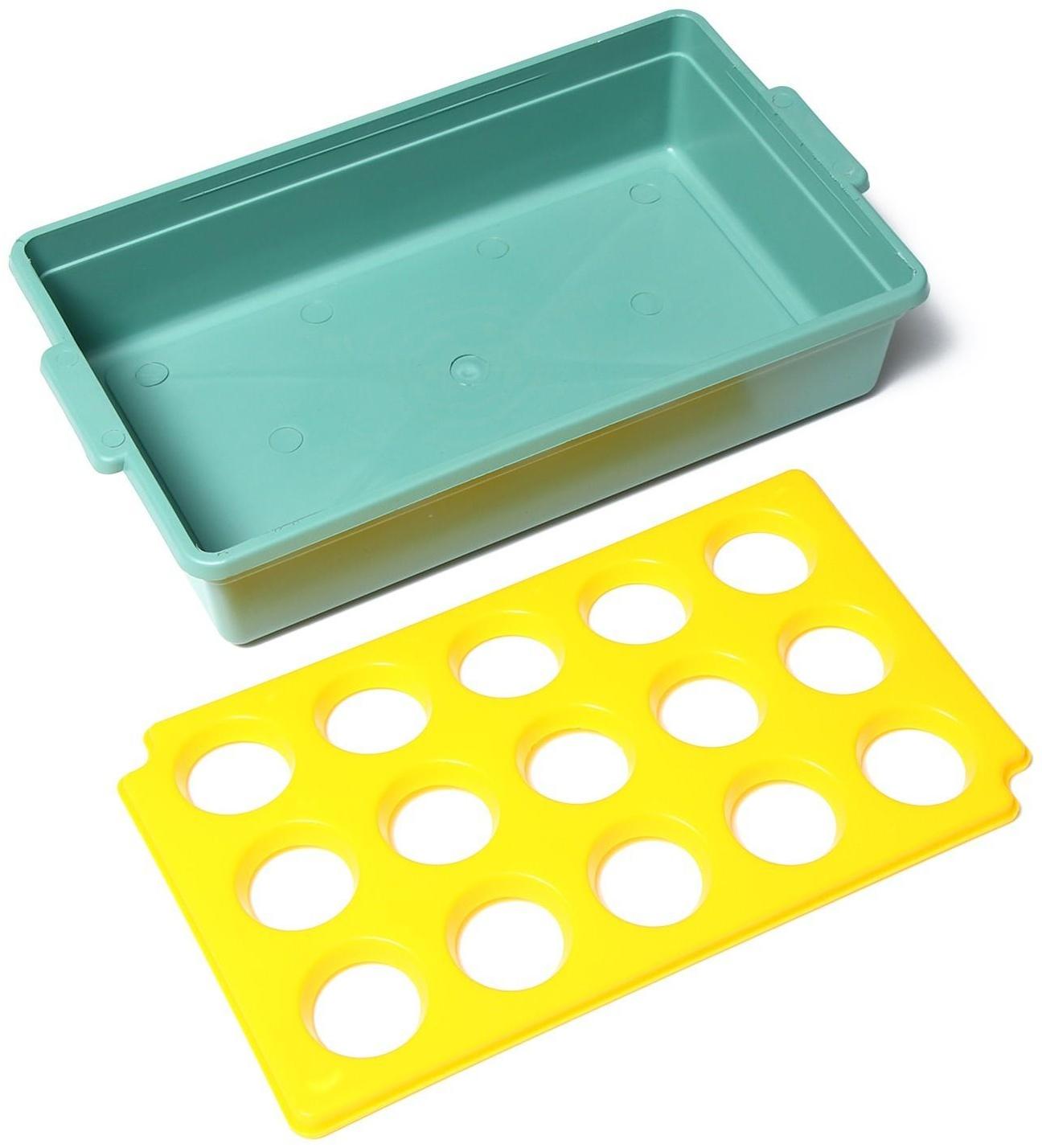 Ящик для рассады, 40 × 23 × 9 см, 15 лунок, МИКС