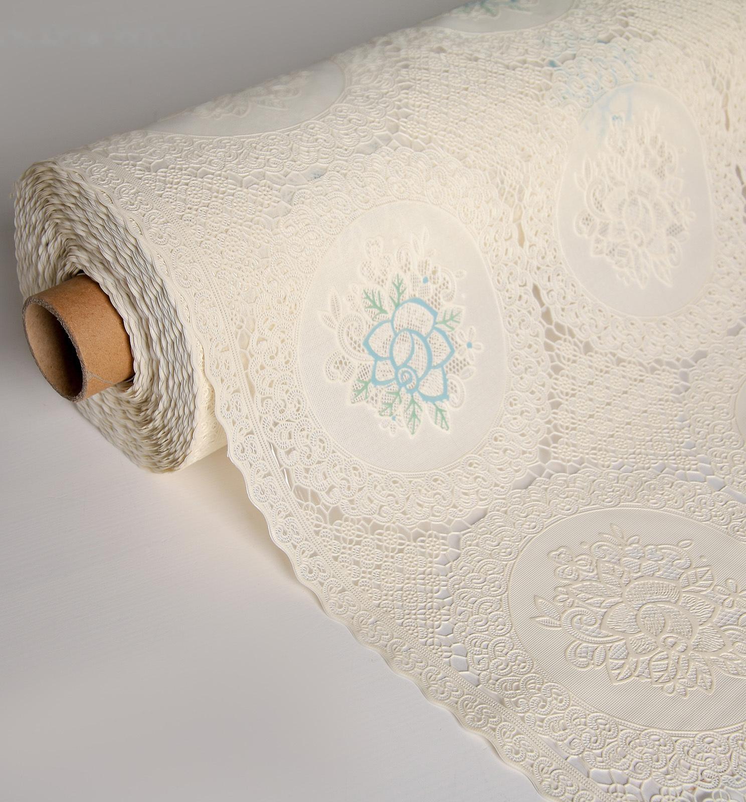 Клеёнка ажурная Lace «Цветочная поляна», ширина 137 см, рулон 20 метров, цвет бежевый